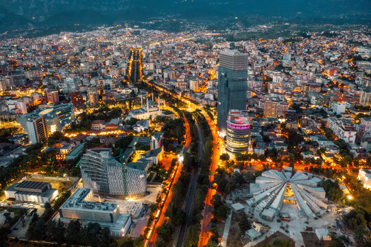 Tirana, Albania aerial, taken in June Summer 2022
