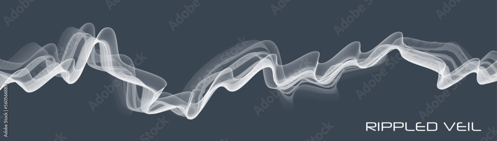 Poster white translucent rippled veil on gray background. vector graphics