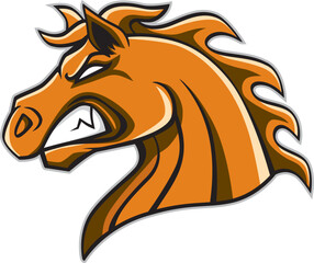 angry horse head mascot, vector illustration