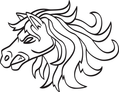 angry horse head mascot, vector illustration