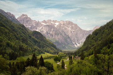 Fototapeta na wymiar Logar Valley in Julian Alps, Slovenia take in June 2022