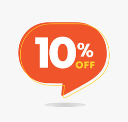 10% off. Sales discount tag. Special offer, promotion. For stores, retail. Vector illustration