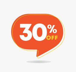 30% off. Sales discount tag. Special offer, promotion. For stores, retail. Vector illustration