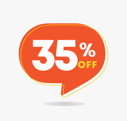 35% off. Sales discount tag. Special offer, promotion. For stores, retail. Vector illustration