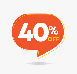40% off. Sales discount tag. Special offer, promotion. For stores, retail. Vector illustration