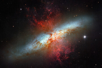 Fototapeta na wymiar Cosmos, Universe, Magnificent starburst galaxy Messier 82