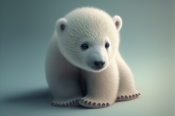 Obraz na płótnie Canvas Cute baby polar bear isolated on blue background Generative AI
