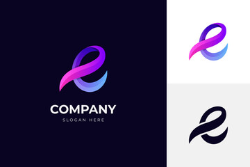 modern letter E abstract logo template, colorful, letter e logo for technology brand identity symbol mark design