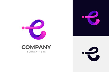 modern letter E abstract logo template, colorful, letter e logo for technology brand identity symbol mark design