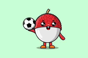 Cute cartoon Lychee character playing sport in concept flat cartoon style illustration