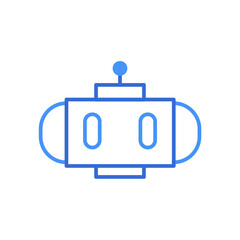 Robot technology icon with blue duotone style. Computing, diagram, download, file, folder, graph, laptop . Vector illustration