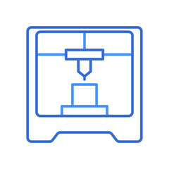3D Printing technology icon with blue duotone style. Computing, diagram, download, file, folder, graph, laptop . Vector illustration