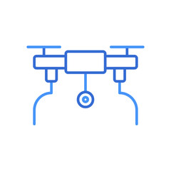 Drone technology icon with blue duotone style. Computing, diagram, download, file, folder, graph, laptop . Vector illustration