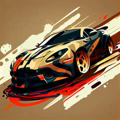 Car with flames, F1, race, motor, sports, illustration, cartoon, speed 