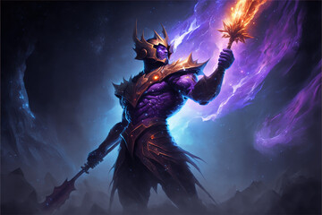 Cosmic being, warrior. Role-playing game illustration. Generative AI.