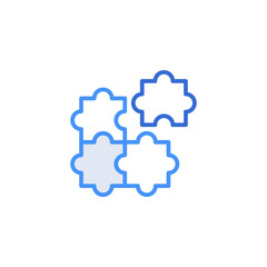 Puzzle business icon with blue duotone style. Corporate, currency, database, development, discover, document, e commerce. Vector illustration