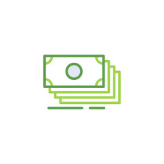 Money business icon with green duotone style. Corporate, currency, database, development, discover, document, e commerce. Vector illustration