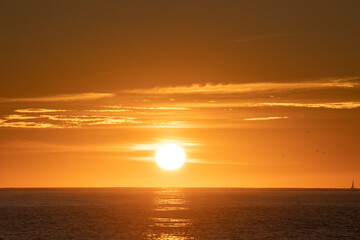 Sunrise in Nerja in Malaga in Spain in autumn 2022.