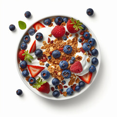 Naklejka na ściany i meble Healthy Granola, Yogurt and Berries Breakfast