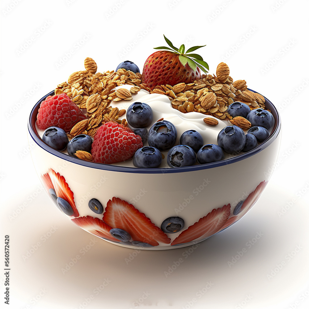 Wall mural healthy granola, yogurt and berries breakfast