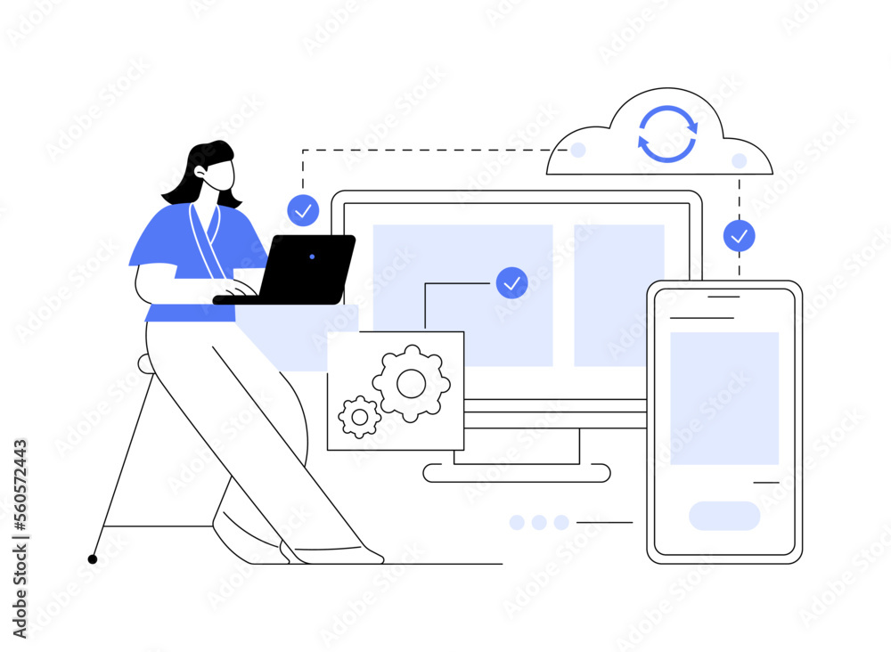 Poster cloud connection abstract concept vector illustration.
