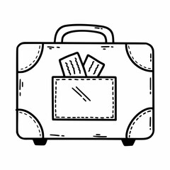 Suitcase for traveling. Icon. Vector illustration of doodles.