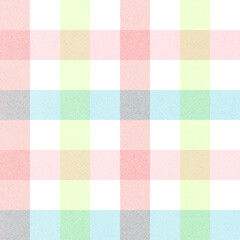 水彩ブラシによるシームレスなチェック模様 ( ピンク・水色・黄緑・白 )