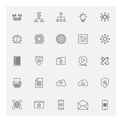 Web Development Programmer outline icon set. Online coding vector icons.