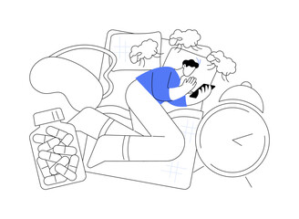 Sleep disturbances abstract concept vector illustration.