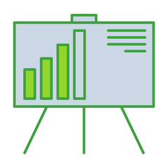 Presentation business icon collection with green outline style. symbol, set, web, line, technology, internet, design. Vector Illustration