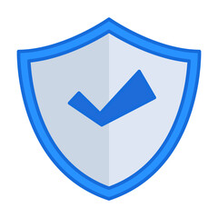 Shield business icon collection with blue outline style. symbol, set, web, line, technology, internet, design. Vector Illustration