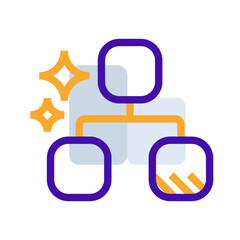 Structure business icon collection with purple orange outline style. symbol, set, web, line, technology, internet, design. Vector Illustration