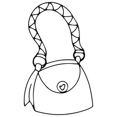 Doodle illustration of a women's bag icon, vector