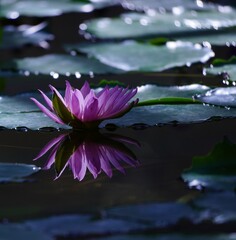 水面に浮ぶ美しい睡蓮