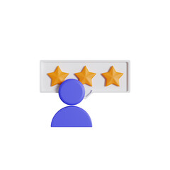 Three Stars User Rating 3d illustration rendering