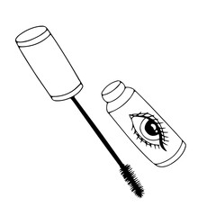Doodle illustration of women's mascara icon, vector, makeup