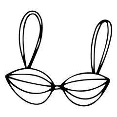 Doodle illustration of women's bra, swimsuit, women's underwear, icon, vector bra
