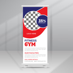 Fitness Gym Roll Up Stand Banner, body fit Standee, Flyer, Poster, Flag Banner, Magazine design template