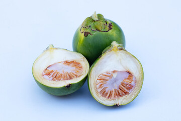 Betel nuts on white background.