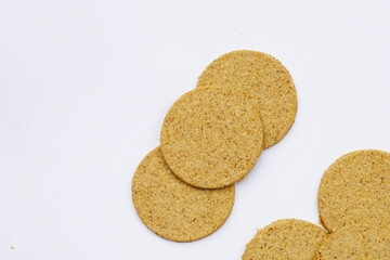 Oatcakes on a white background.