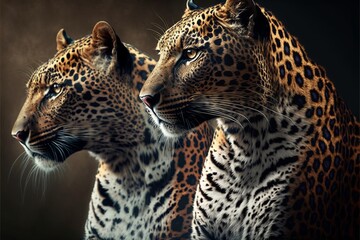 Naklejka na ściany i meble love between two leopards