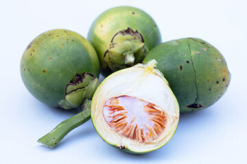 Betel nuts on white background.