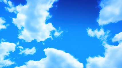Obraz na płótnie Canvas Blue watercolor art background with white clouds and blue sky.