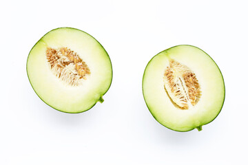Cantaloupe melon isolated on white.