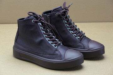 Fashionable women's or children's shoes, shoes or sneakers. Comfortable city shoes for children and adults. High quality photo