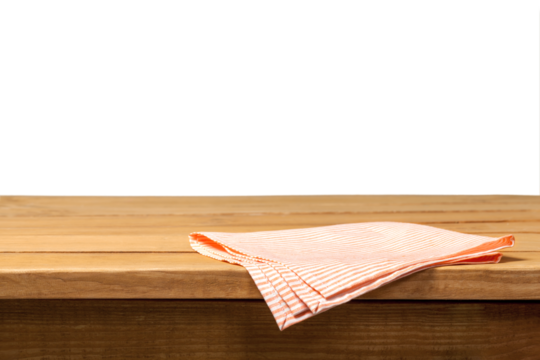 Empty table top with a tablecloth