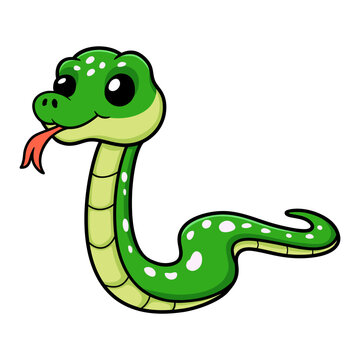 Cute green tree python cartoon