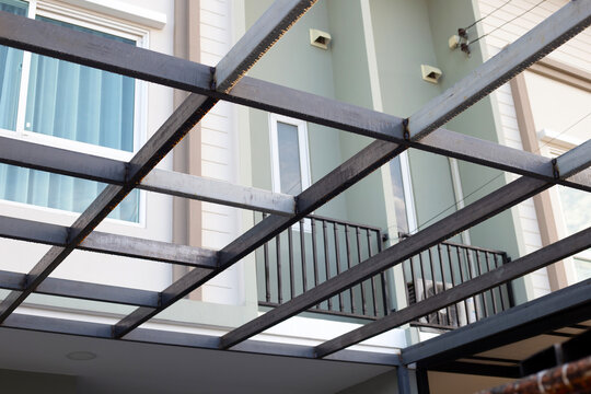 Steel roof structure. Build a room addition