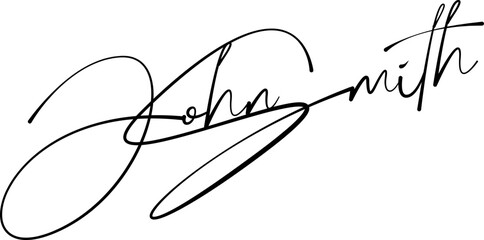 Handwritten signature for signed papers and documents. John Smith random signature. - obrazy, fototapety, plakaty