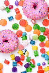 doces, balas coloridas